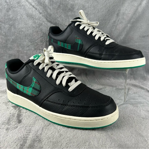 Nike Court Vision Low Plaid Mens Size 11 Authentic FD0321010 Black Green Red EUC